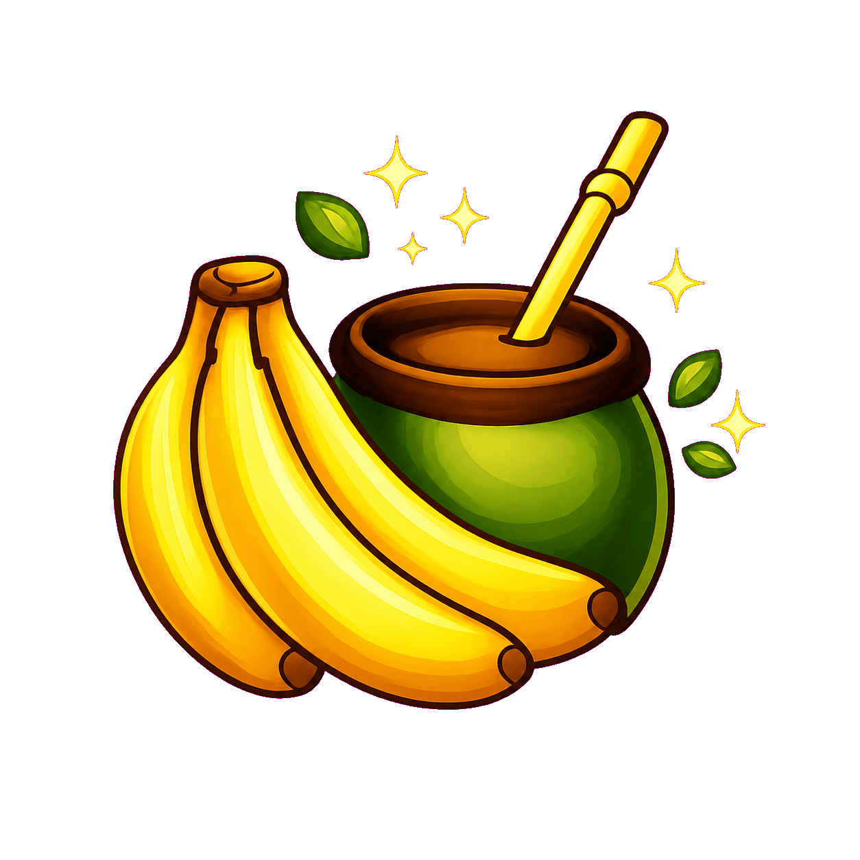 Logo de Mate Banana: un mate verde junto a bananas